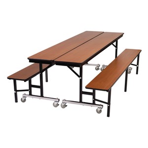 Mobile Convertible Bench Cafeteria Table - Two tables shown combined