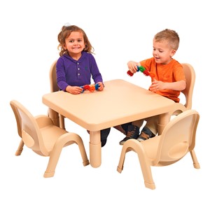 Natural Tan Square Value Preschool Table & Chair Set (12" Table Height)