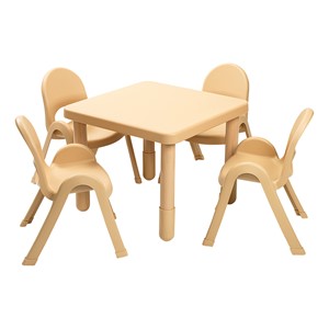 Natural Tan Square Value Preschool Table & Chair Set (20" Table Height)