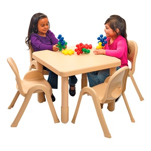 Natural Tan Square Value Preschool Table & Chair Set (20" Table Height)