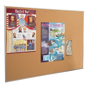 Valu-Tak Natural Cork Bulletin Board w/ Aluminum Frame