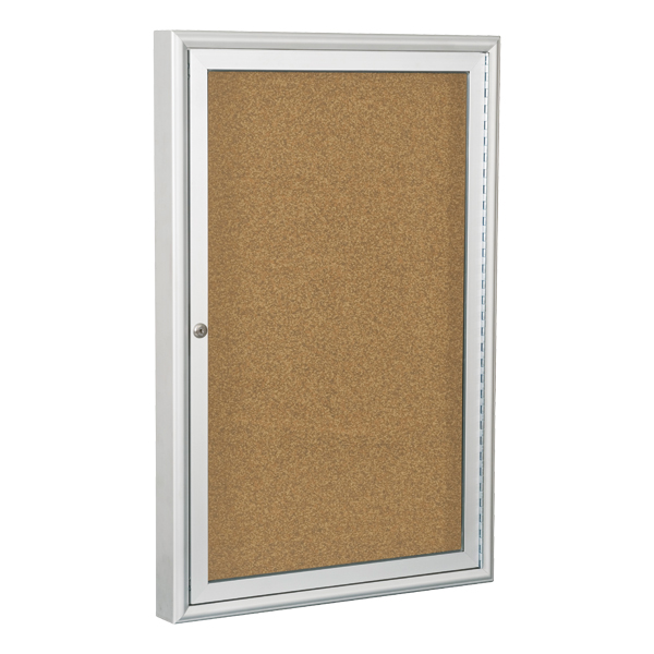Outdoor/Indoor Enclosed Bulletin Board w/ One Door & Silver Aluminum ...