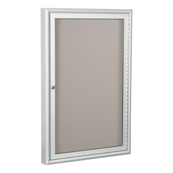 Enclosed Vinyl Tackboard w/ One Door & Silver Aluminum Frame - Indoor ...