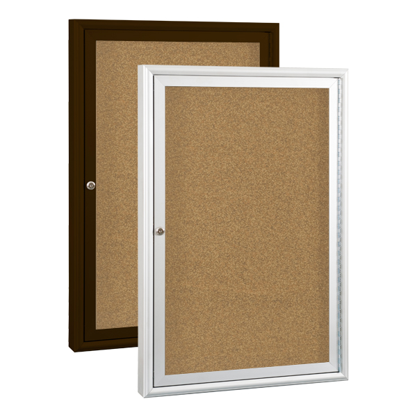 Outdoor/Indoor Enclosed Bulletin Board w/ One Door at School Outfitters