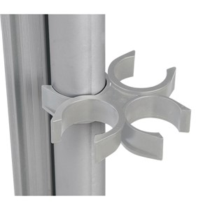 Double-Sided Porcelain Markerboard Partition<BR>Detail of plastic connector brackets