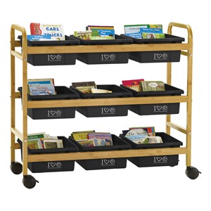 Bamboo Book Browser Cart w/ 100% Recycled Tubs