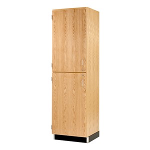 Tall Wood Storage w/ Top & Bottom Doors