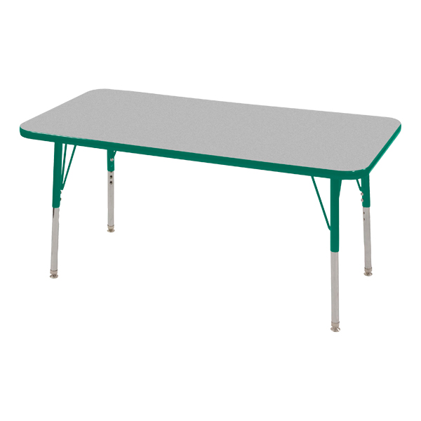 Rectangle Adjustable Height School Classroom Activity Table 30 W x 72 L Gray Nebula Top/Black Edge