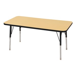 Rectangle Adjustable-Height Activity Table - Maple top w/ black edge