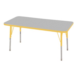 Rectangle Adjustable-Height Activity Table - Gray top w/ yellow edge