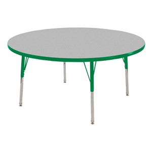 Round Adjustable-Height Activity Table - Gray top w/ green edge