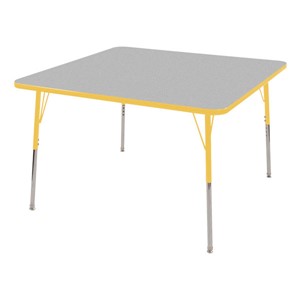 Square Adjustable-Height Activity Table - Gray top w/ yellow edge band