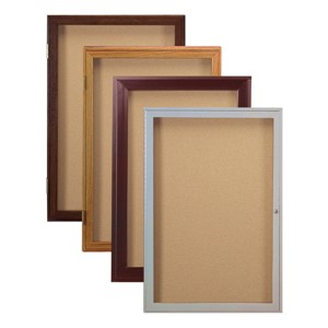 Enclosed Bulletin Boards w/ One Door - Frame & Color Options