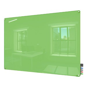 Harmony Colors Magnetic Glass Whiteboard w/ Radius Corners - Green