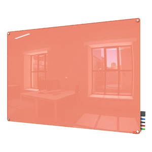 Harmony Colors Magnetic Glass Whiteboard w/ Radius Corners - Peach