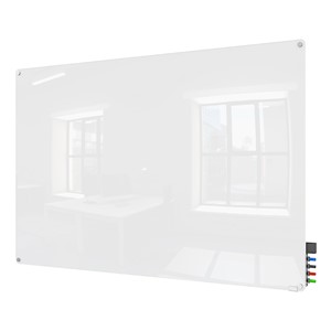 Harmony Colors Magnetic Glass Whiteboard w/ Radius Corners - White