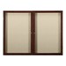 Enclosed Fabric Tack Board w/ Two Doors & Walnut Finish Frame