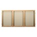 Enclosed Fabric Tack Board w/ Three Doors & Oak Finish Frame