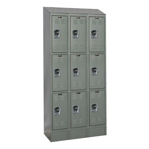 Fully Assembled Three-Wide Triple-Tier Lockers w/ Slope Top (24" H Opening)