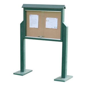 Double-Sided Recycled Plastic Outdoor Message Center w/ Posts