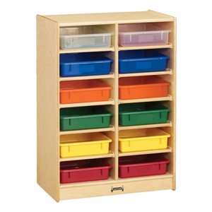 Baltic Birch Paper Tray Cubby Unit - 12 Cubbies w/ Colorful Trays