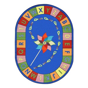 Alphabet Pinwheel Rug - Oval (5' 4" W x 7' 8" L) - Primary