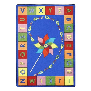 Alphabet Pinwheel Rug - Rectangle (5' 4" W x 7' 8" L) - Primary