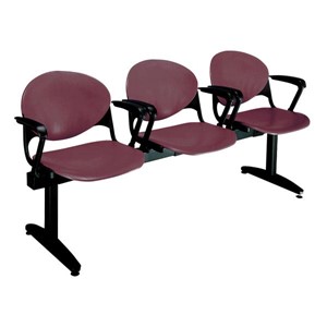 2000 Series Beam Seating – Three Seats shown w/ optional side arms - Burgundy