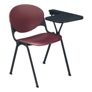 Series 2000 Stack Chair w/ Tablet Arm - Shown w/ burgundy chair, left-handed tablet arm