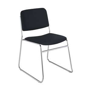300 Stack Chair w/out Arm Rests - Vinyl Upholstered Seat - Black
