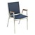 420 Stack Chair w/ Arm Rests - Vinyl Upholstered Seat - Navy vinyl w/ Chrome frame