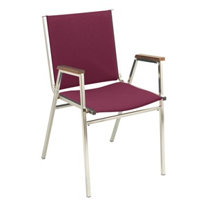 400 Stack Chair w/ Arm Rests - Fabric Upholstered - Cabernet w/ chrome frame