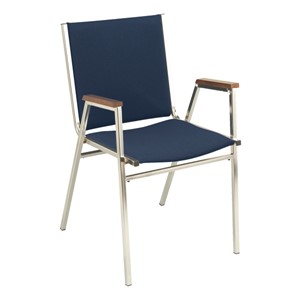 400 Stack Chair w/ Arm Rests - Fabric Upholstered - Navy w/ chrome frame