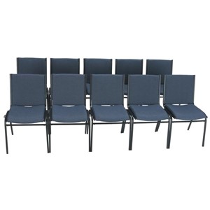 420 Stackable Chair w/ out Arm Rests - Fabric Upholstered Seat - Denim fabric w/ Black frame