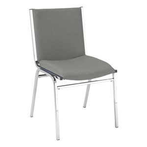 420 Stackable Chair w/ out Arm Rests - Fabric Upholstered Seat - Gray fabric w/ Chrome frame