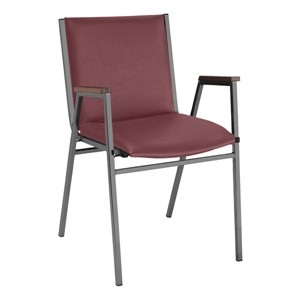 420 Stack Chair w/ Arm Rests - Vinyl Upholstered Seat - Port vinyl w/ Black frame