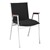 420 Stack Chair w/ Arm Rests - Fabric Upholstered Seat - Black fabric w/ Chrome frame