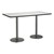 Rectangle Bistro-Height Pedestal Table w/ Round Silver Base - Crisp Linen