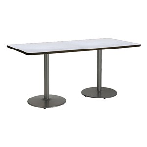 Rectangle Pedestal Table w/ Round Silver Base - Gray Nebula