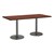 Rectangle Pedestal Table w/ Round Silver Base - Mahogany