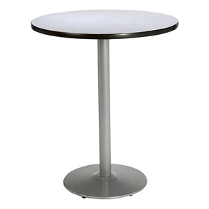 Round Pedestal Stool-Height Table w/ Silver Base - Grey Nebula