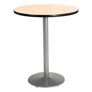 Round Pedestal Stool-Height Table w/ Silver Base - Natural