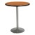 Round Pedestal Stool-Height Table w/ Silver Base - Medium Oak