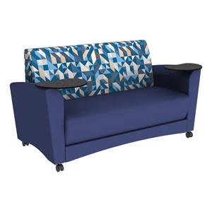 Shapes Series II Common Area Sofa w/ Tablet Arms - Angle Midnight/Navy w/ Graphite Tablet