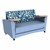 Shapes Series II Common Area Sofa w/ Tablet Arms - Angle Midnight/Powder Blue w/ Maple Tablet