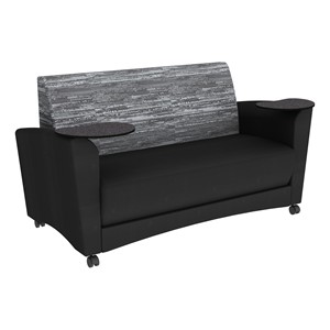 Shapes Series II Common Area Sofa w/ Tablet Arms - Sirocco Shoal/Black w/ Graphite Tablet