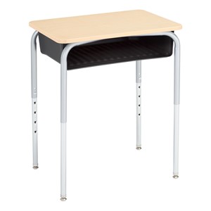 Structure Series Open Front School Desk w/ Black Book Box & Silver Mist Frame - Maple Top