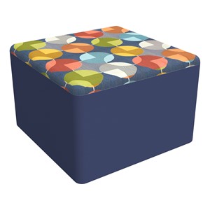 Shapes Series II Modular Soft Seating Cube (Compass Sapphire w/ Red Vinyl Sides)