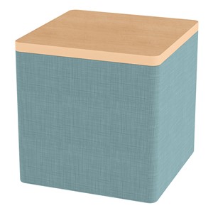 Shapes Series II Soft Seating w/ Tabletop - Cube - Blue Crosshatch w/ Maple Tabletop