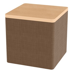 Shapes Series II Soft Seating w/ Tabletop - Cube - Brown Crosshatch w/ Maple Tabletop